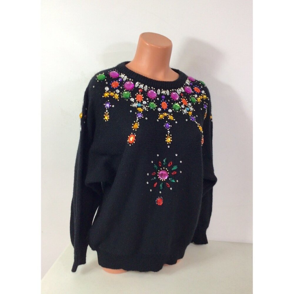 Western Connection Sequin Sweater Jeweled 90’s Womens Large